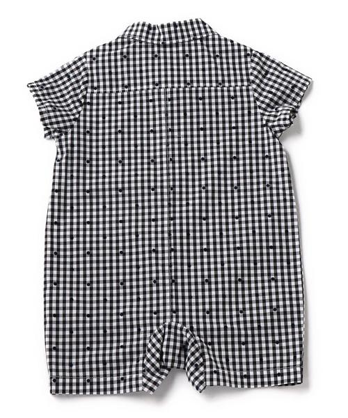 green label relaxing（グリーンレーベルリラクシング）の「ギンガムチェック ドット シャツオール（ロンパース・キッズ・ブラック/コバルトブルー・75cm）」の3枚目の写真