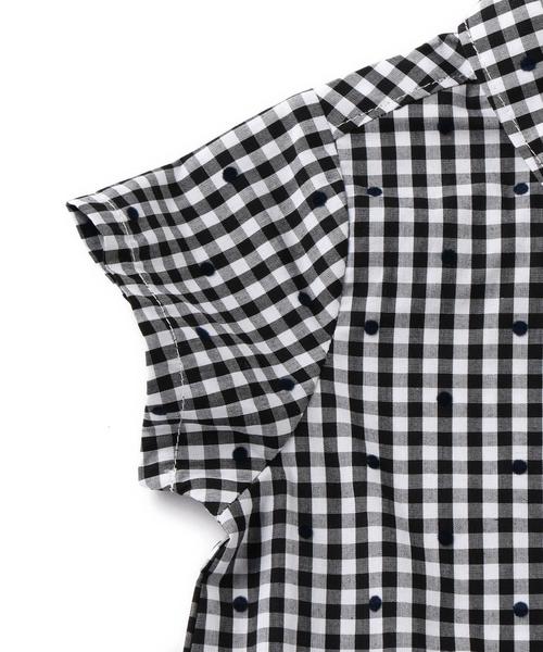 green label relaxing（グリーンレーベルリラクシング）の「ギンガムチェック ドット シャツオール（ロンパース・キッズ・ブラック/コバルトブルー・75cm）」の5枚目の写真
