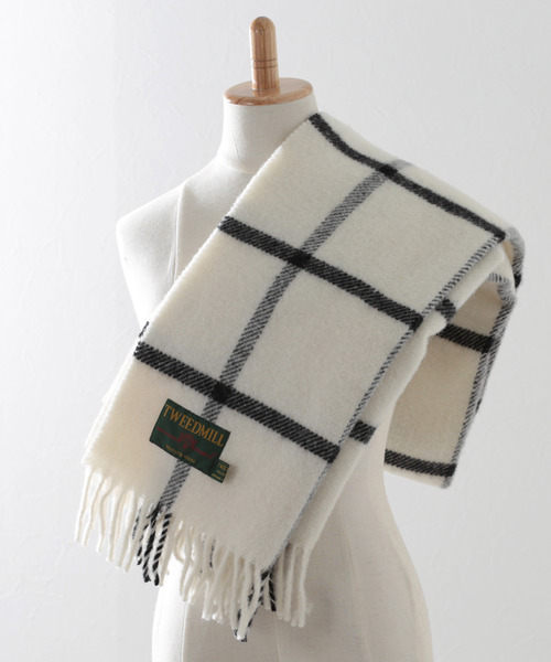 TWEED MILL（ツイードミル）の「ツイードミル 厚手マフラー 別注限定カラー（マフラー・レディース・ブラック/グレー/チェック/レッド/キャメル/クリーム/ピンク/イエロー×グレー/ホワイト×レッド/ライトブルー/レッド系/レッド系1・FREE）」の19枚目の写真
