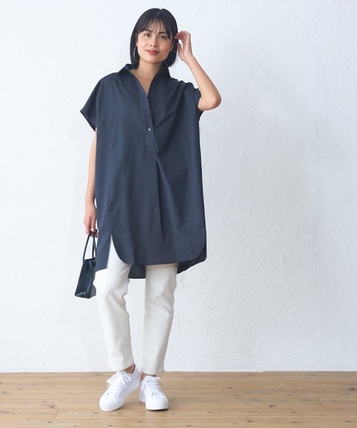 hiro23区 半袖シャツワンピース 38 セール】＼新色登場／オーバーサイズ半袖シャツワンピース