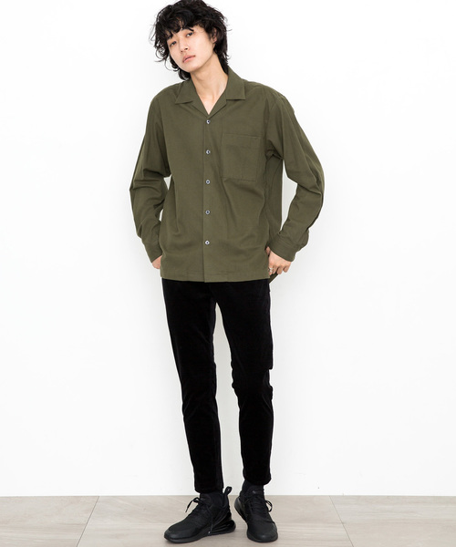 STUDIOUS(ステュディオス)の「【STUDIOUS】ファインネルオープンカラーシャツ(シャツ/ブラウス・メンズ・ブラック/カーキ/キャメル・1/2/3)」の14枚目の写真