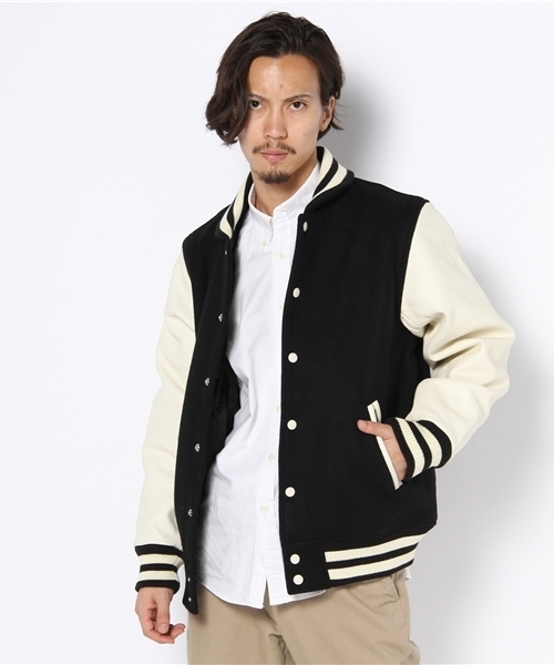 サキャスティックスタジャンSARCASTIC HOMME ウール × レザー