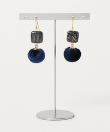 【rurururu】ベルベットボールとゼブラジャスパーのピアス