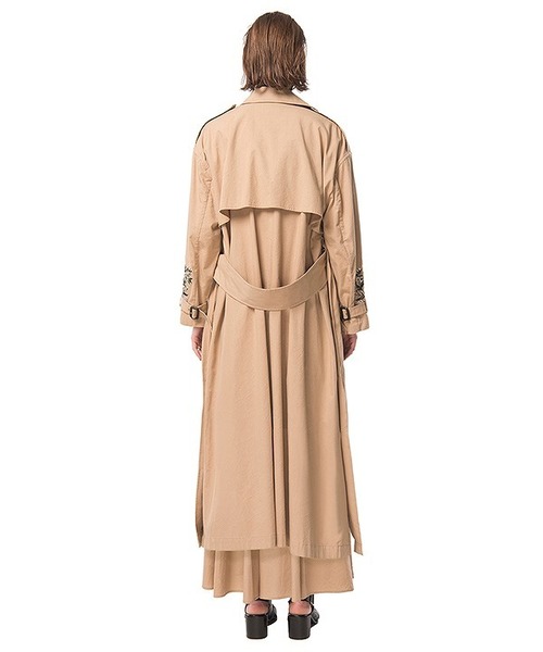 美品 CLANE クラネ　トレンチコート　花刺繍　ロング フラワー刺繍が春気分を盛り上げる“EMBROIDERY TRENCH COAT”全