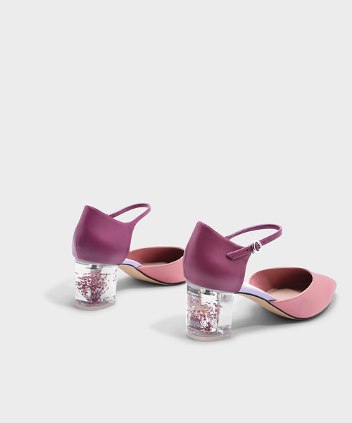 CHARLES & KEITH(チャールズ & キース)の「フローラスルーサイトヒールメリージェーン / FLORAL LUCITE HEEL MARY JANES(ローファー・レディース・ブラック/ピンク・23cm/25cm/24.5cm/23.5cm)」の10枚目の写真