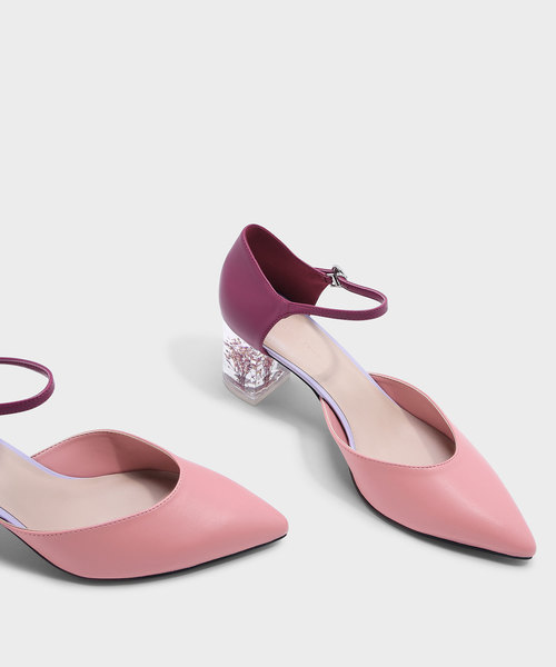CHARLES & KEITH(チャールズ & キース)の「フローラスルーサイトヒールメリージェーン / FLORAL LUCITE HEEL MARY JANES(ローファー・レディース・ブラック/ピンク・23cm/25cm/24.5cm/23.5cm)」の11枚目の写真