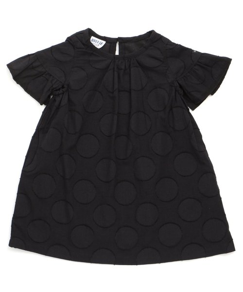 BREEZE(ブリーズ)の「ドット柄ジャガードワンピ(ワンピース・キッズ・ブラック/レッド・120/90/100/110/80/140/130)」の2枚目の写真