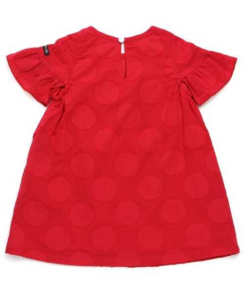 BREEZE(ブリーズ)の「ドット柄ジャガードワンピ(ワンピース・キッズ・ブラック/レッド・120/90/100/110/80/140/130)」の4枚目の写真