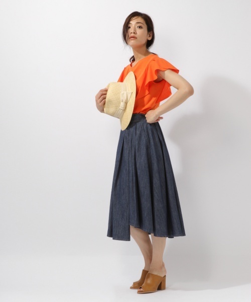 laboratory work（ラボラトリーワーク）の「シルケット袖フレアプルオーバー（Tシャツ/カットソー・レディース・ベージュ/ブラック/オレンジ・MEDIUM）」の17枚目の写真