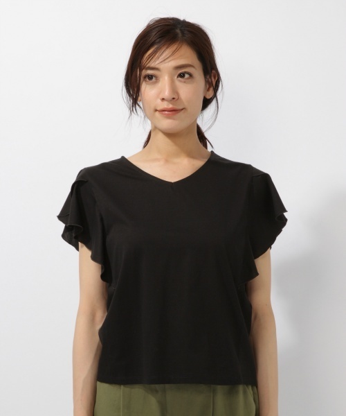 laboratory work（ラボラトリーワーク）の「シルケット袖フレアプルオーバー（Tシャツ/カットソー・レディース・ベージュ/ブラック/オレンジ・MEDIUM）」の15枚目の写真