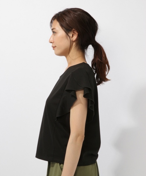 laboratory work（ラボラトリーワーク）の「シルケット袖フレアプルオーバー（Tシャツ/カットソー・レディース・ベージュ/ブラック/オレンジ・MEDIUM）」の14枚目の写真