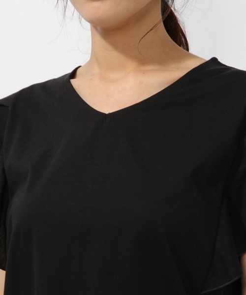 laboratory work（ラボラトリーワーク）の「シルケット袖フレアプルオーバー（Tシャツ/カットソー・レディース・ベージュ/ブラック/オレンジ・MEDIUM）」の11枚目の写真