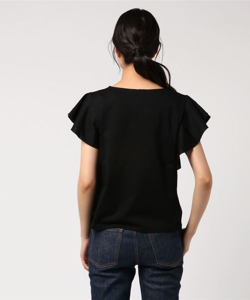 laboratory work（ラボラトリーワーク）の「シルケット袖フレアプルオーバー（Tシャツ/カットソー・レディース・ベージュ/ブラック/オレンジ・MEDIUM）」の6枚目の写真