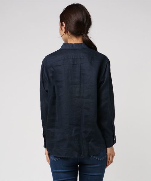 RIVE DROITE（リヴドロワ）の「リネン3WAYシャツ（シャツ/ブラウス・レディース・ホワイト/ネイビー・FREE）」の4枚目の写真