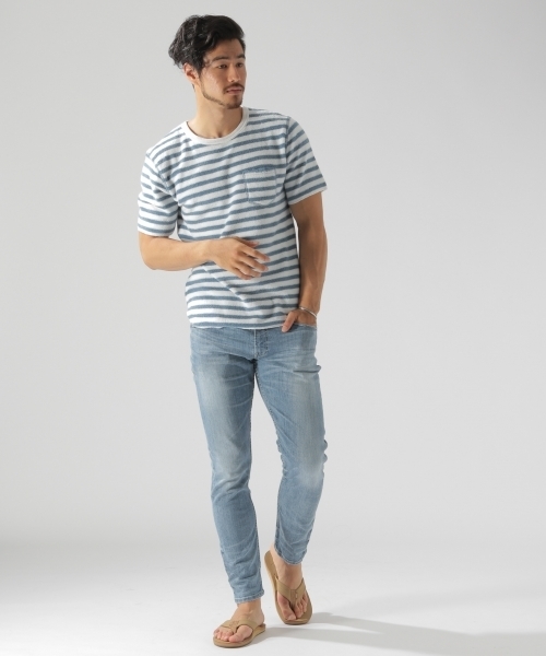 BAYFLOW（ベイフロー）の「テーパードブロークンデニム 18AW（デニムパンツ・メンズ・クリアブルー/アクア・32inch/28inch/31inch/29inch/30inch）」の4枚目の写真