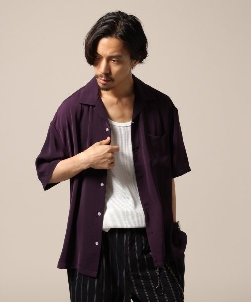 RAGEBLUE（レイジブルー）の「オープンカラーシャツ2/808891（シャツ/ブラウス・メンズ・ベージュ/パープル/オリーブ・SMALL/MEDIUM/LARGE）」の3枚目の写真