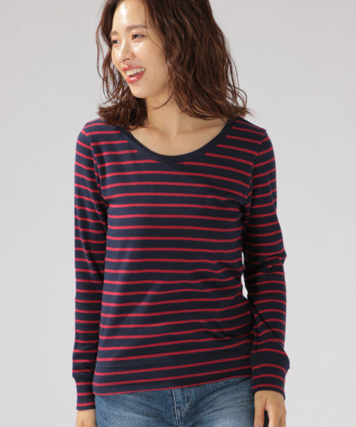 BAYFLOW(ベイフロー)の「ストレッチスムースクルーネック L/S Tシャツ(Tシャツ/カットソー・レディース・ブラック/その他1/グレー/その他3/その他2/オフホワイト・LARGE/MEDIUM/SMALL)」の1枚目の写真