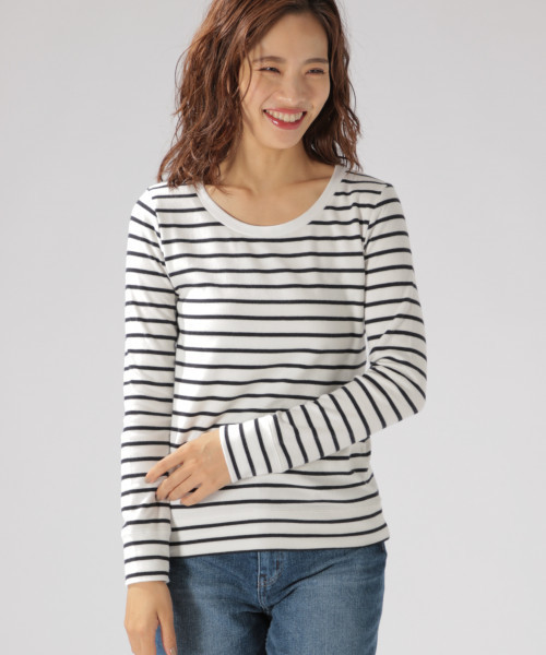 BAYFLOW(ベイフロー)の「ストレッチスムースクルーネック L/S Tシャツ(Tシャツ/カットソー・レディース・ブラック/その他1/グレー/その他3/その他2/オフホワイト・LARGE/MEDIUM/SMALL)」の2枚目の写真