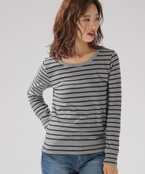 BAYFLOW(ベイフロー)の「ストレッチスムースクルーネック L/S Tシャツ(Tシャツ/カットソー・レディース・ブラック/その他1/グレー/その他3/その他2/オフホワイト・LARGE/MEDIUM/SMALL)」の6枚目の写真