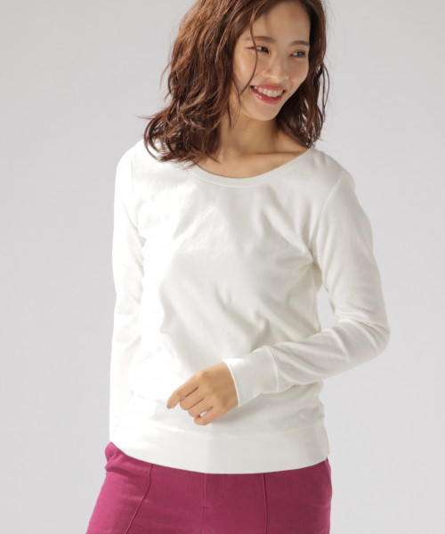BAYFLOW(ベイフロー)の「ストレッチスムースクルーネック L/S Tシャツ(Tシャツ/カットソー・レディース・ブラック/その他1/グレー/その他3/その他2/オフホワイト・LARGE/MEDIUM/SMALL)」の3枚目の写真