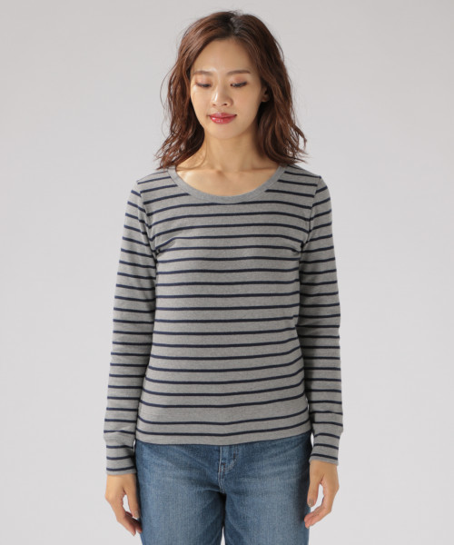 BAYFLOW(ベイフロー)の「ストレッチスムースクルーネック L/S Tシャツ(Tシャツ/カットソー・レディース・ブラック/その他1/グレー/その他3/その他2/オフホワイト・LARGE/MEDIUM/SMALL)」の9枚目の写真