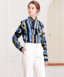 NARACAMICIE | フラワー＆ストライプボウタイ長袖ブラウス(シャツ/ブラウス)