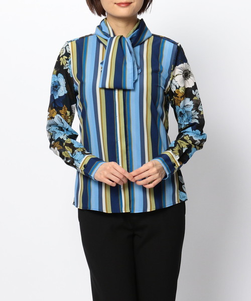 NARACAMICIE（ナラカミーチェ）の「フラワー＆ストライプボウタイ長袖ブラウス（シャツ/ブラウス・レディース・レッド/ブルー・SMALL/MEDIUM/LARGE）」の12枚目の写真