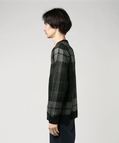 Confirm(コンファーム)の「Confirm / コンファーム チェックダブルジャガードニット(ニット/セーター・メンズ・ホワイト/ブラック/ワイン・M/L)」の5枚目の写真