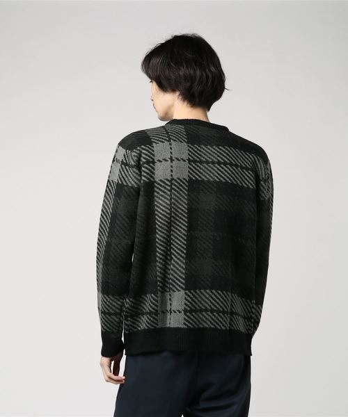 Confirm(コンファーム)の「Confirm / コンファーム チェックダブルジャガードニット(ニット/セーター・メンズ・ホワイト/ブラック/ワイン・M/L)」の4枚目の写真