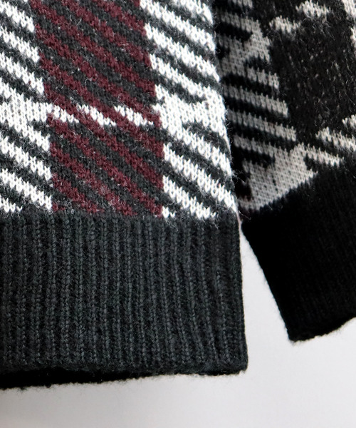 Confirm(コンファーム)の「Confirm / コンファーム チェックダブルジャガードニット(ニット/セーター・メンズ・ホワイト/ブラック/ワイン・M/L)」の18枚目の写真