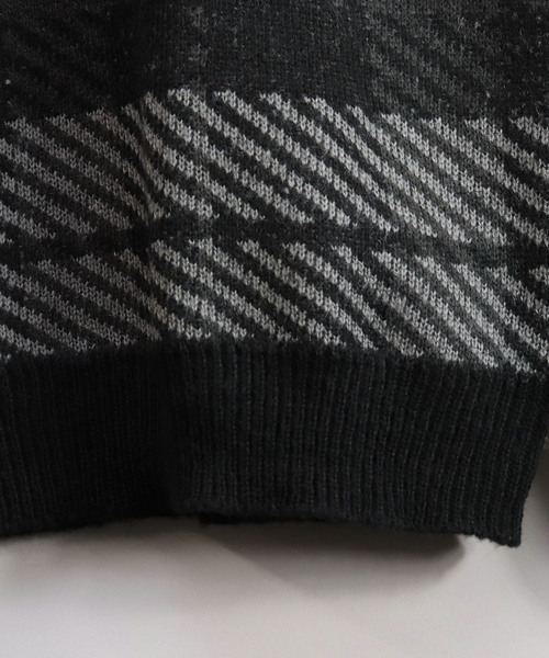Confirm(コンファーム)の「Confirm / コンファーム チェックダブルジャガードニット(ニット/セーター・メンズ・ホワイト/ブラック/ワイン・M/L)」の12枚目の写真