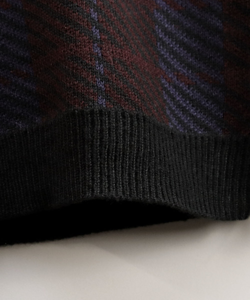 Confirm(コンファーム)の「Confirm / コンファーム チェックダブルジャガードニット(ニット/セーター・メンズ・ホワイト/ブラック/ワイン・M/L)」の6枚目の写真