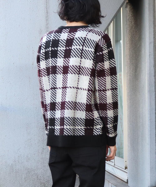 Confirm(コンファーム)の「Confirm / コンファーム チェックダブルジャガードニット(ニット/セーター・メンズ・ホワイト/ブラック/ワイン・M/L)」の21枚目の写真