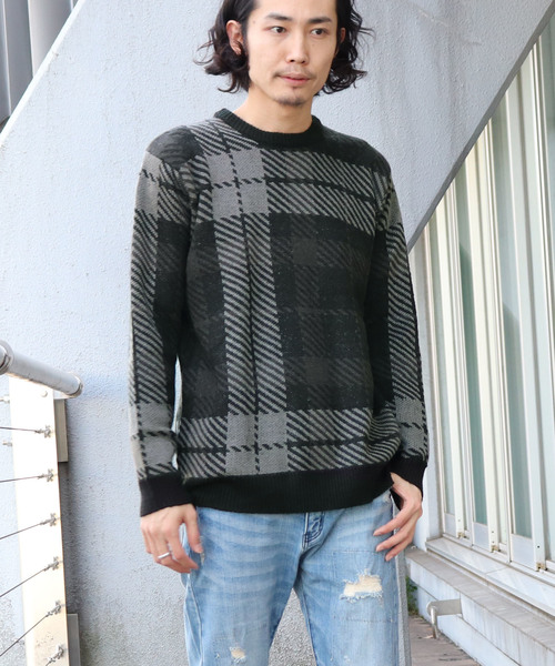 Confirm(コンファーム)の「Confirm / コンファーム チェックダブルジャガードニット(ニット/セーター・メンズ・ホワイト/ブラック/ワイン・M/L)」の16枚目の写真