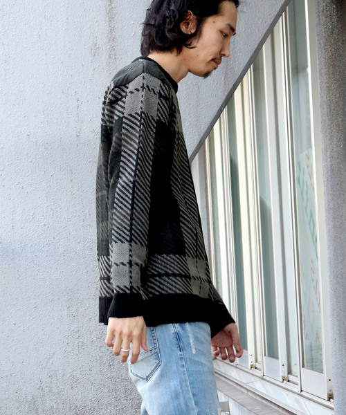 Confirm(コンファーム)の「Confirm / コンファーム チェックダブルジャガードニット(ニット/セーター・メンズ・ホワイト/ブラック/ワイン・M/L)」の15枚目の写真