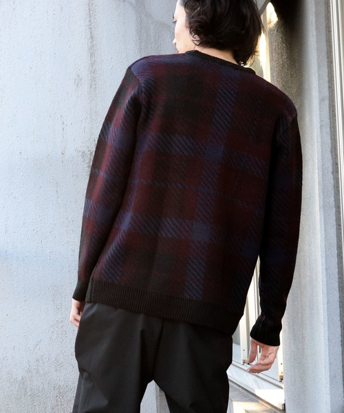 Confirm(コンファーム)の「Confirm / コンファーム チェックダブルジャガードニット(ニット/セーター・メンズ・ホワイト/ブラック/ワイン・M/L)」の8枚目の写真