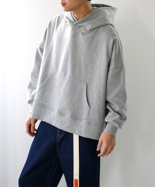 classicalelf（クラシカルエルフ）の「サイドスリット無地スウェットワイドプルオーバーパーカー（長袖）（パーカー・レディース・ブラック/グレー/アイボリー/モカ/ホワイト/ライトカーキ/パープル・MEDIUM/LARGE/X-LARGE）」の8枚目の写真