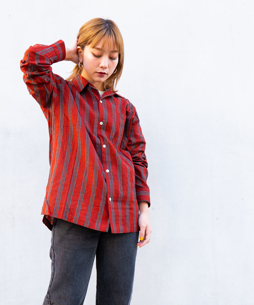 DETAILS（ディテールズ）の「DETAILS / ｵｰﾌﾟﾝｶﾗｰｼｬﾂ"dot stripe"（シャツ/ブラウス・レディース・ネイビー/レッド・MEDIUM/LARGE）」の2枚目の写真