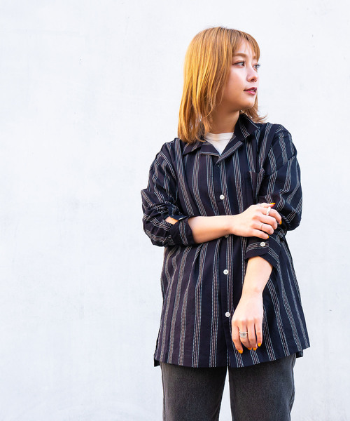 DETAILS（ディテールズ）の「DETAILS / ｵｰﾌﾟﾝｶﾗｰｼｬﾂ"dot stripe"（シャツ/ブラウス・レディース・ネイビー/レッド・MEDIUM/LARGE）」の6枚目の写真