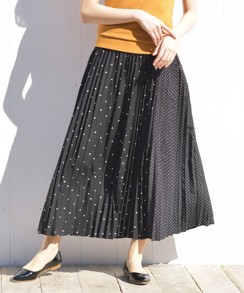 rps（アールピーエス）の「ドット切替アコーディオンプリーツスカート（スカート・レディース・ブラック/オフホワイト・M）」の2枚目の写真