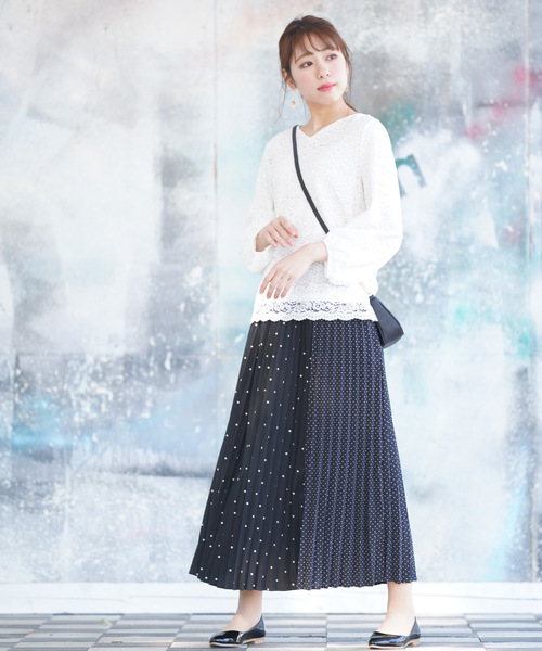 rps（アールピーエス）の「ドット切替アコーディオンプリーツスカート（スカート・レディース・ブラック/オフホワイト・M）」の11枚目の写真
