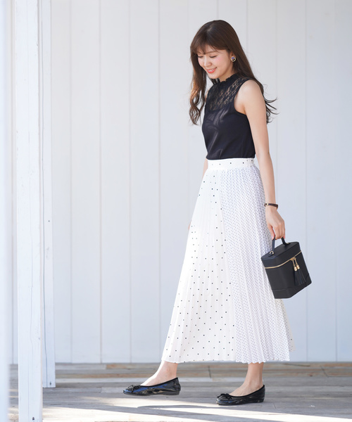 rps（アールピーエス）の「ドット切替アコーディオンプリーツスカート（スカート・レディース・ブラック/オフホワイト・M）」の10枚目の写真