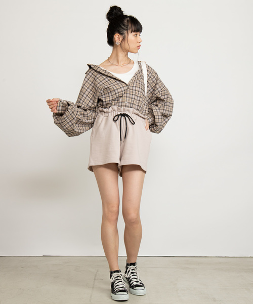 WEGO(ウィゴー)の「WEGO/ウエストフリルスウェットショートパンツ(スウェットパンツ・レディース・ブラック/ベージュ/杢グレー/ピンク・FREE)」の20枚目の写真