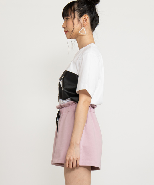 WEGO(ウィゴー)の「WEGO/ウエストフリルスウェットショートパンツ(スウェットパンツ・レディース・ブラック/ベージュ/杢グレー/ピンク・FREE)」の9枚目の写真