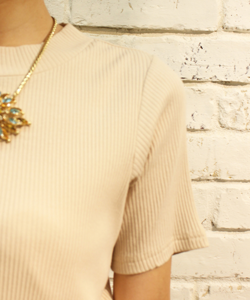 mystic（ミスティック）の「ハイネックT（Tシャツ/カットソー・レディース・ブラック/ライトグレー/ベージュ・ﾌﾘ-）」の7枚目の写真