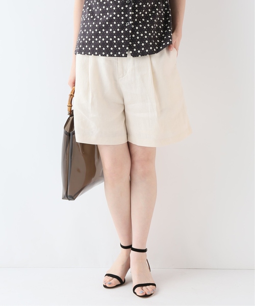 SLOBE IENA（スローブイエナ）の「リネンショートパンツ◆（その他パンツ・レディース・ブラック/アイボリー・36/38/40）」の2枚目の写真