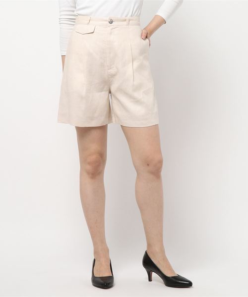 SLOBE IENA（スローブイエナ）の「リネンショートパンツ◆（その他パンツ・レディース・ブラック/アイボリー・36/38/40）」の4枚目の写真
