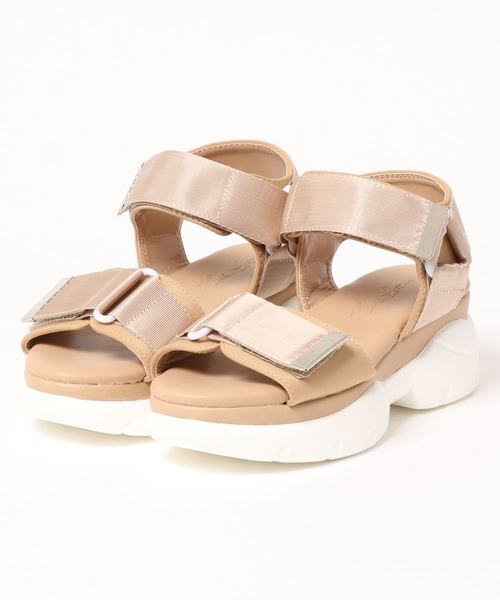 KOBE LETTUCE（コウベレタス）の「太ベルト厚底ベルクロスポーツサンダル（サンダル・レディース・ベージュ/ホワイト/ブラック・L/M/S）」の12枚目の写真