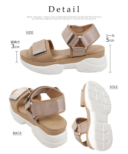 KOBE LETTUCE（コウベレタス）の「太ベルト厚底ベルクロスポーツサンダル（サンダル・レディース・ベージュ/ホワイト/ブラック・L/M/S）」の11枚目の写真