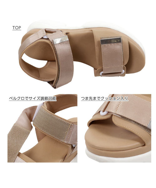 KOBE LETTUCE（コウベレタス）の「太ベルト厚底ベルクロスポーツサンダル（サンダル・レディース・ベージュ/ホワイト/ブラック・L/M/S）」の10枚目の写真